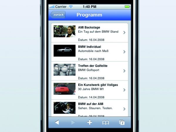 BMW TV iPhone Liste