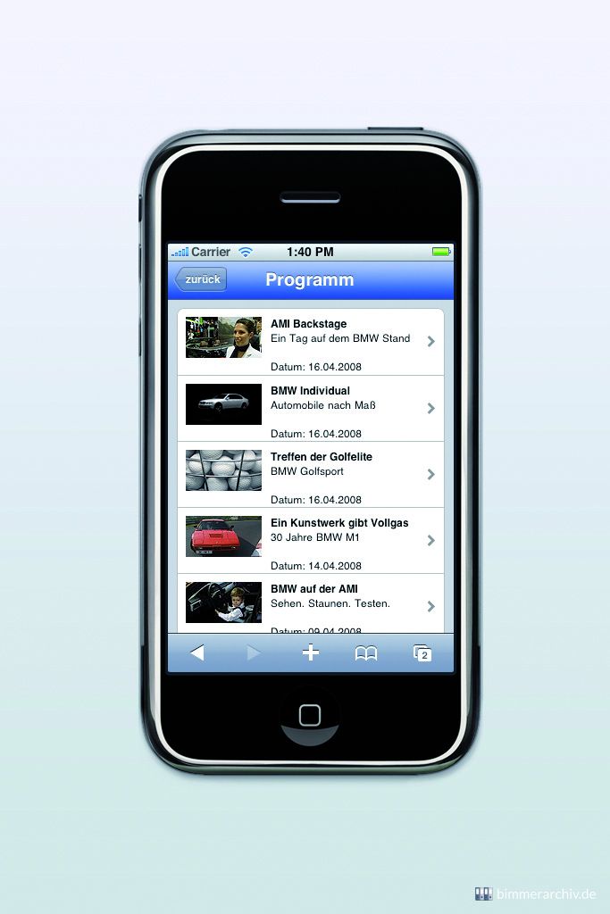 BMW TV iPhone Liste