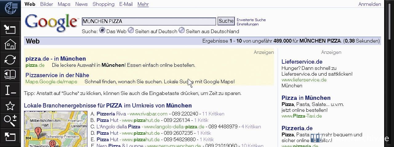 BMW Internetzugang, Google Webseite auf dem BMW 10,2 Zoll Bildschirm