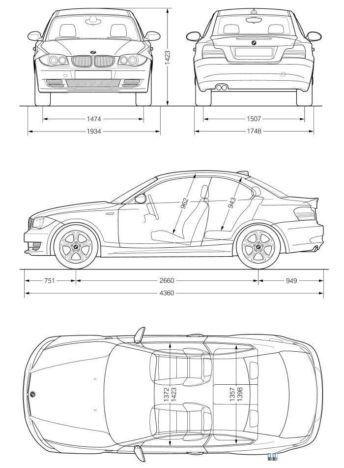 BMW 1er Coupé - Innenabmessungen