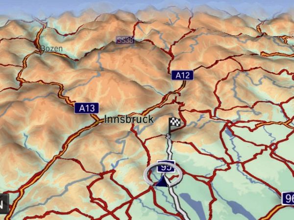 BMW Navigation System Professional, 3D Darstellung eines Gebirges
