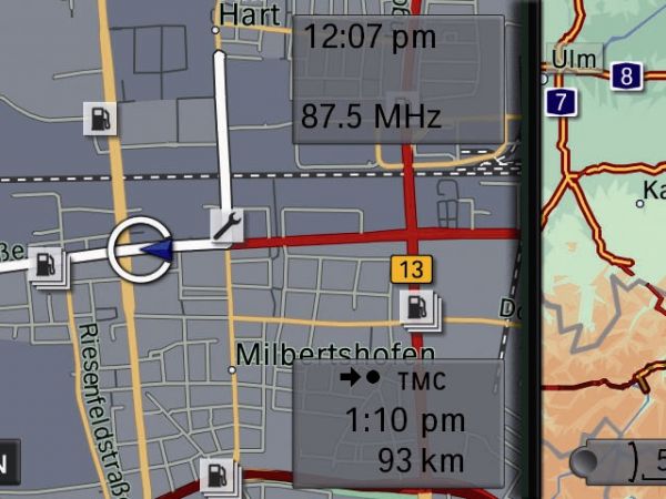 BMW Navigation System Professional, Split Screen Darstellung verschiedener Karten