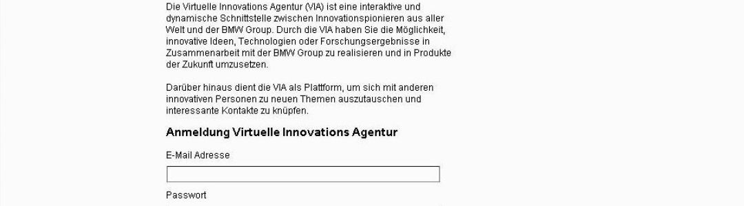 Virtuelle Innovationsagentur (VIA) - Anmeldeseite